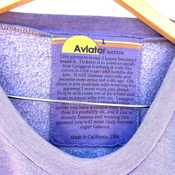 Aviator Nation Rugby Wide Leg Sweatpants Cropped Sweatshirt Large Faded Grape - Picture 10 of 16